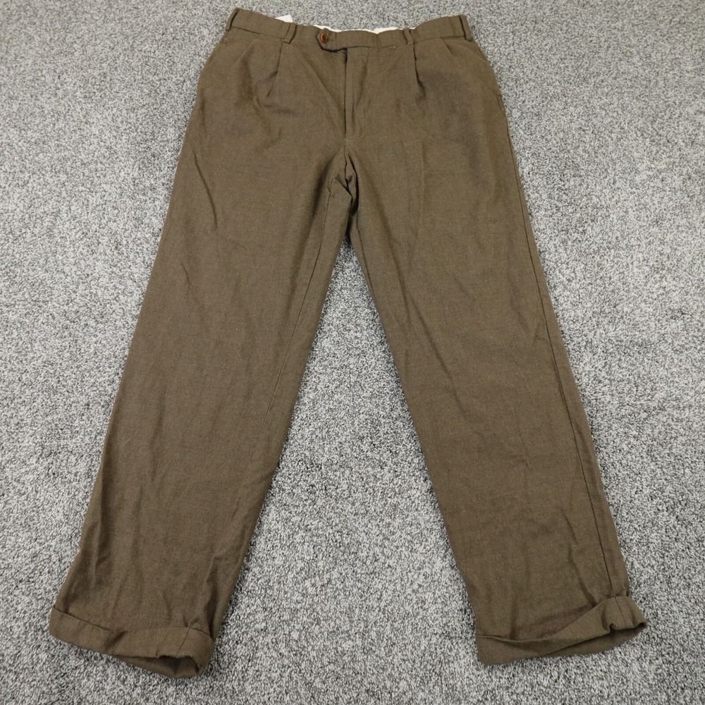 Brooks Brothers Pants Mens 37X32 Dark Bown Wool Trousers Slacks 346 Pleated Cuff